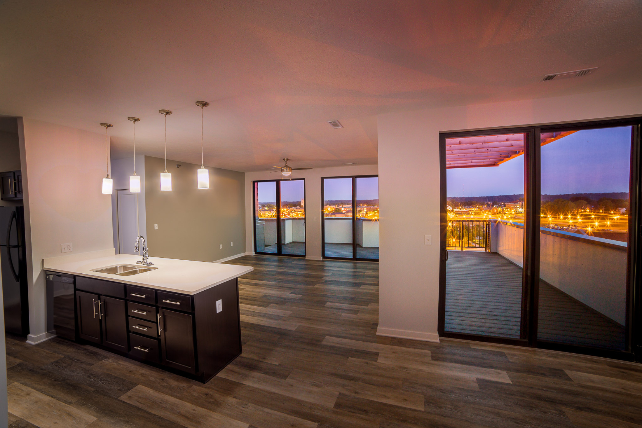 The riverfront balconies over the St. Joseph River